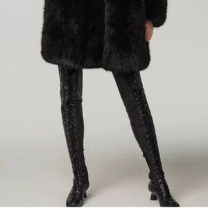 NEW RARE Zara x Stefano Pilati Leather Lace-up Thigh high Boots Over the knee